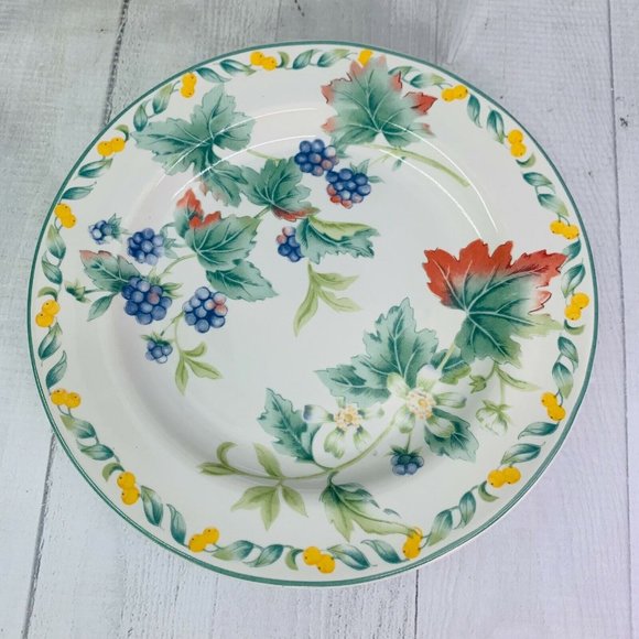 Vintage Julie Pople Avon COUNTRY FRUIT COLLECTION Porcelain Salad Plate Set 4 - Picture 4 of 11